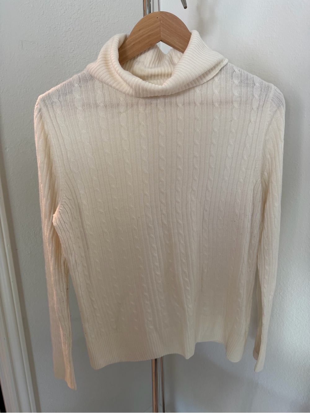 croft & barrow Ivory Cable Turtleneck Sweater